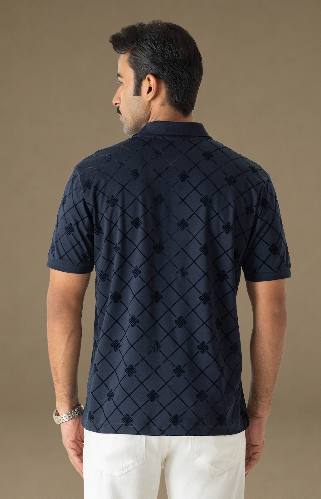 Navy Flock Polo