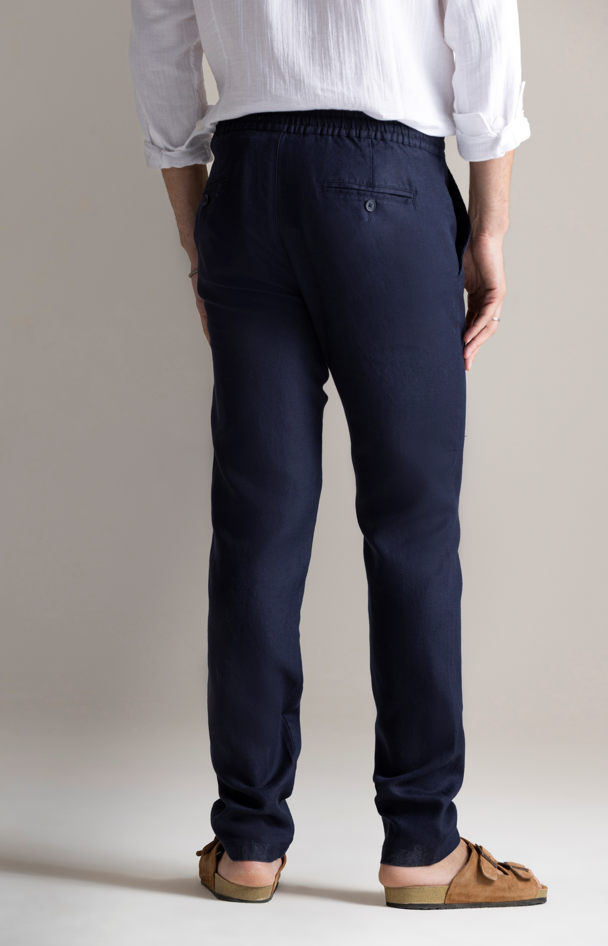 Navy Linen Trouser