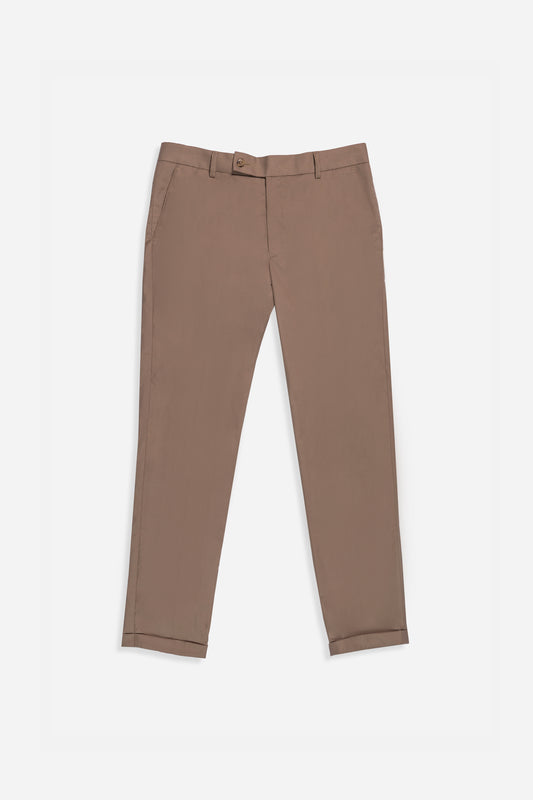 Urban Thing Classic Fit Brown Cotton Blend Trousers