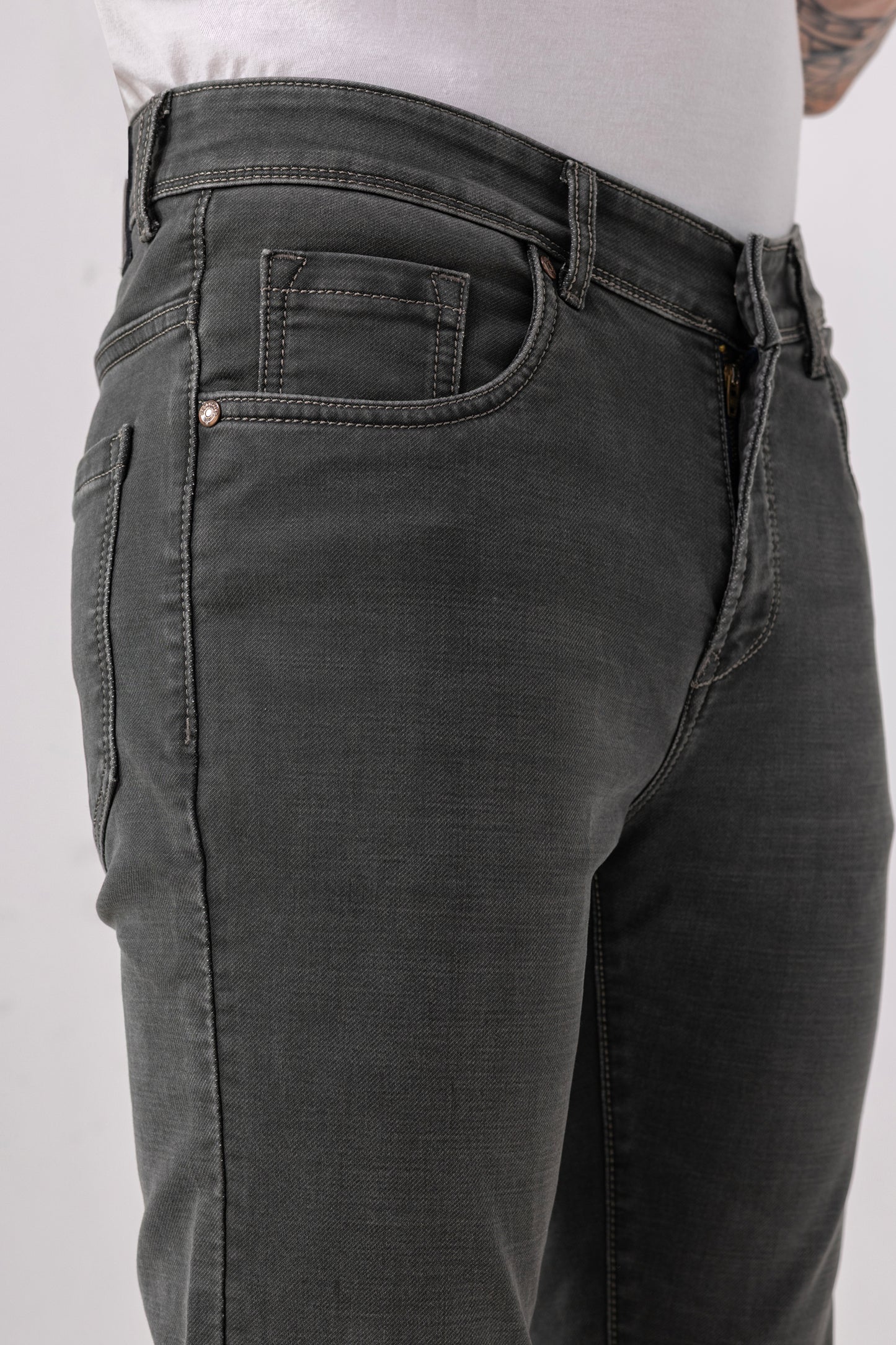 Urban Thing Graphite Grey Slim Fit Denim – Modern Utility in Motion