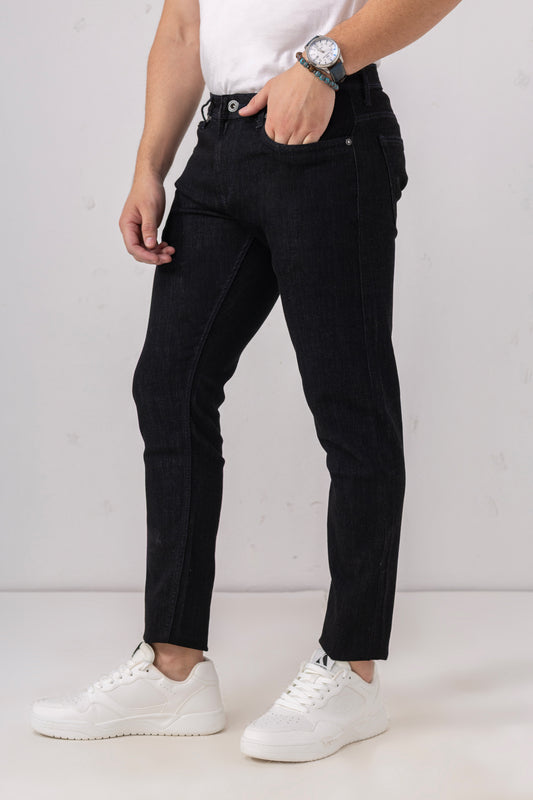Midnight Armor – Jet Black Slim Fit Jeans for Men