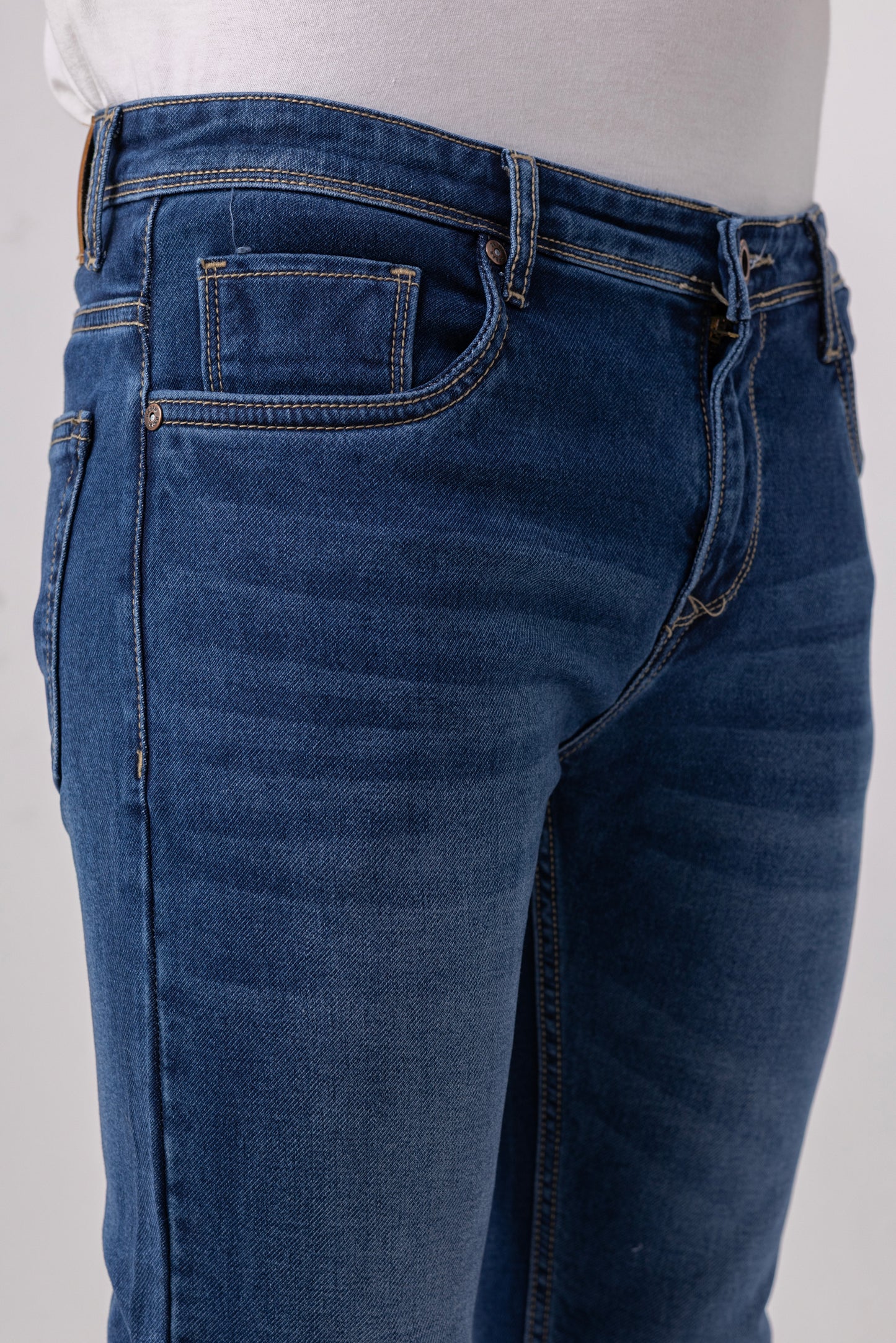Urban Thing Mid Blue Stretch Denim Jeans – Whisker Washed Perfection