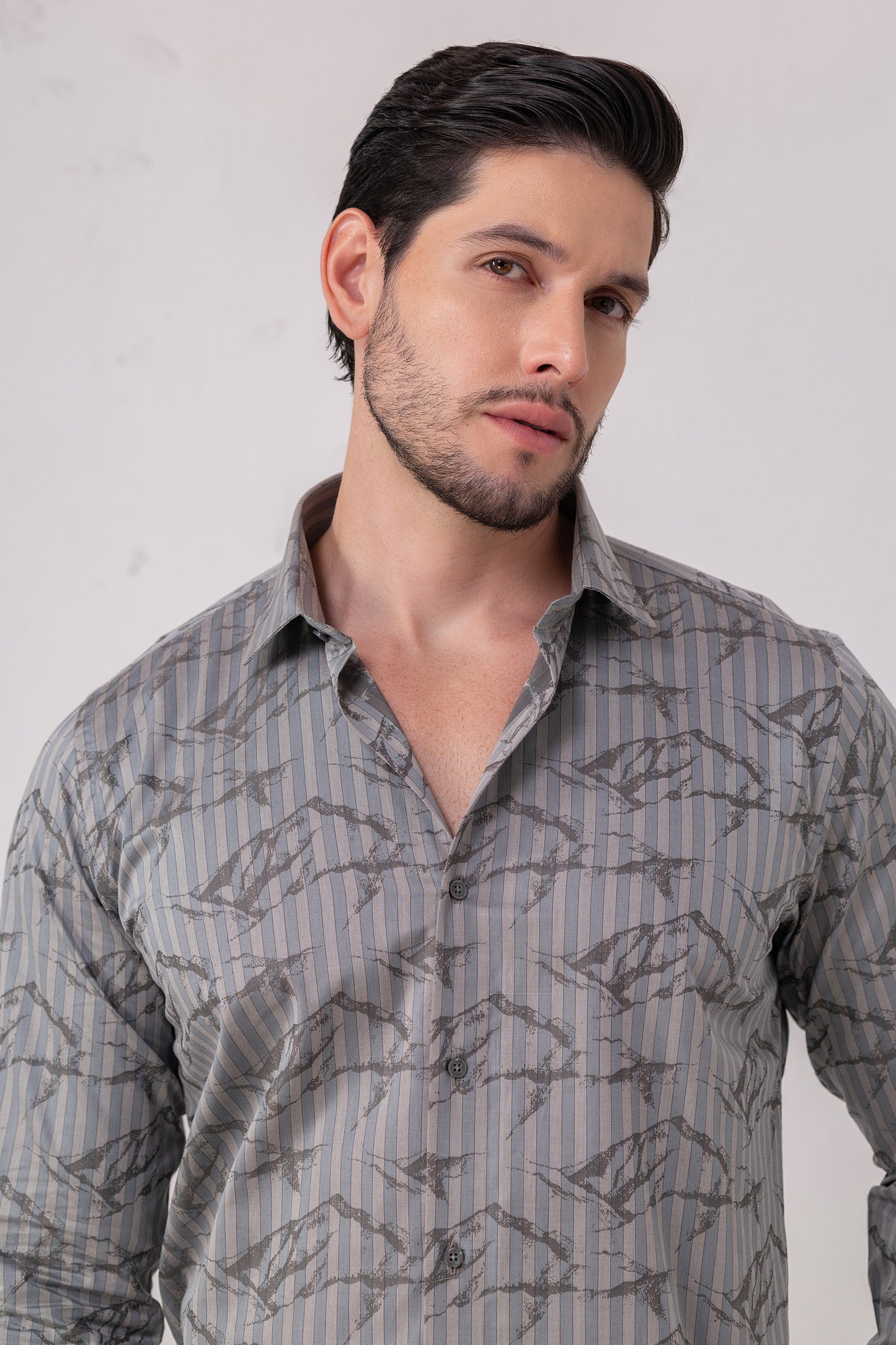 Geometric Mastery Grey Flat Weave Shirt. Vyne by Urban Thing.