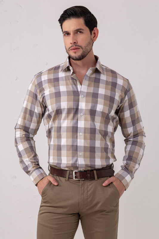 Giza Cotton Twill Check Shirt. BE SHARP by Urban Thing.