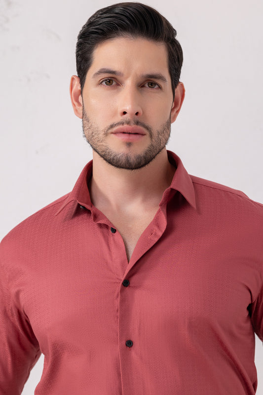 Rust Red Giza Cotton Formal Shirt. BE SHARP by Urban Thing.