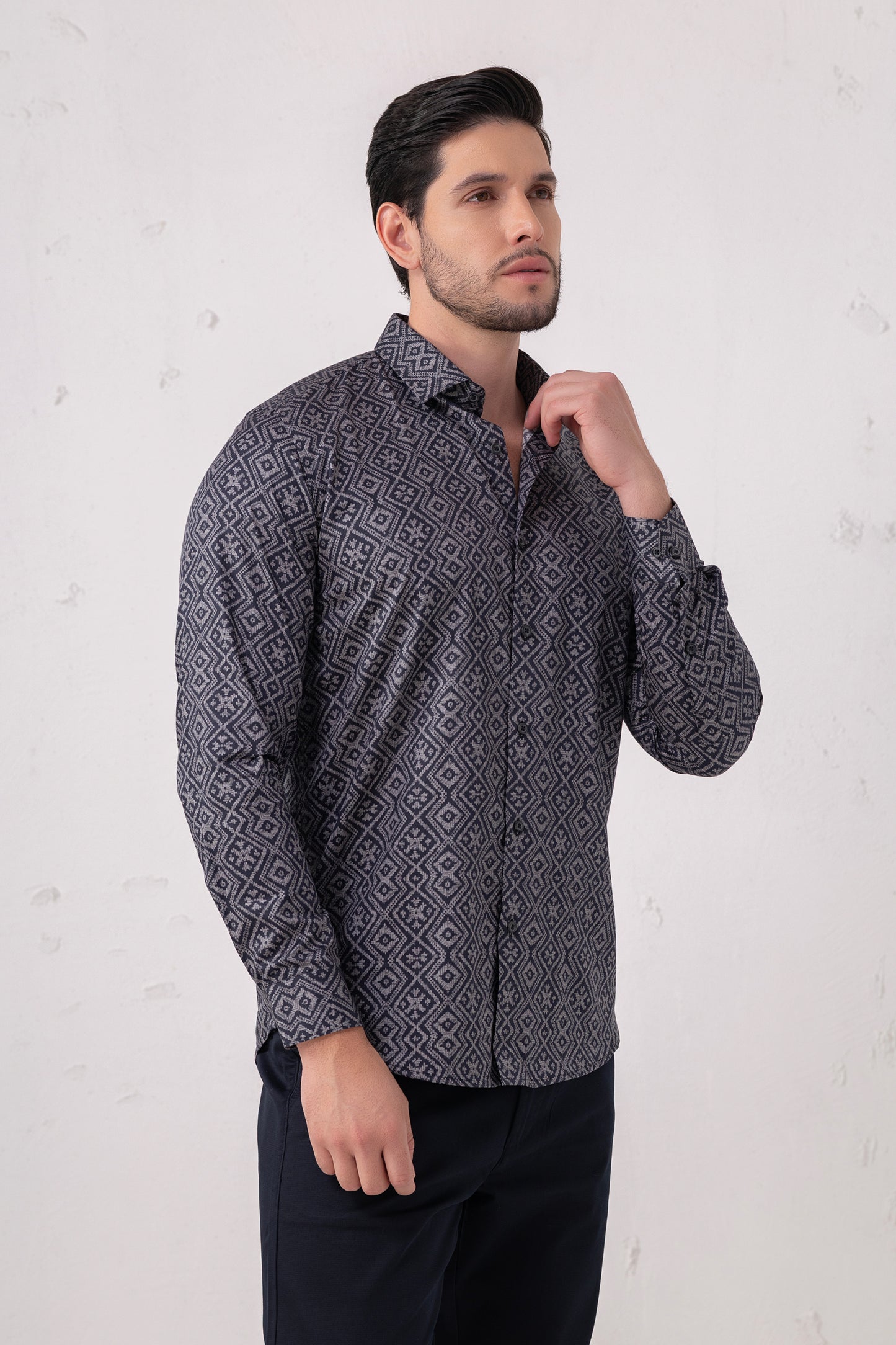 Maze Mastery: Geometric Labyrinth Cotton Shirt. Vyne by Urban Thing.