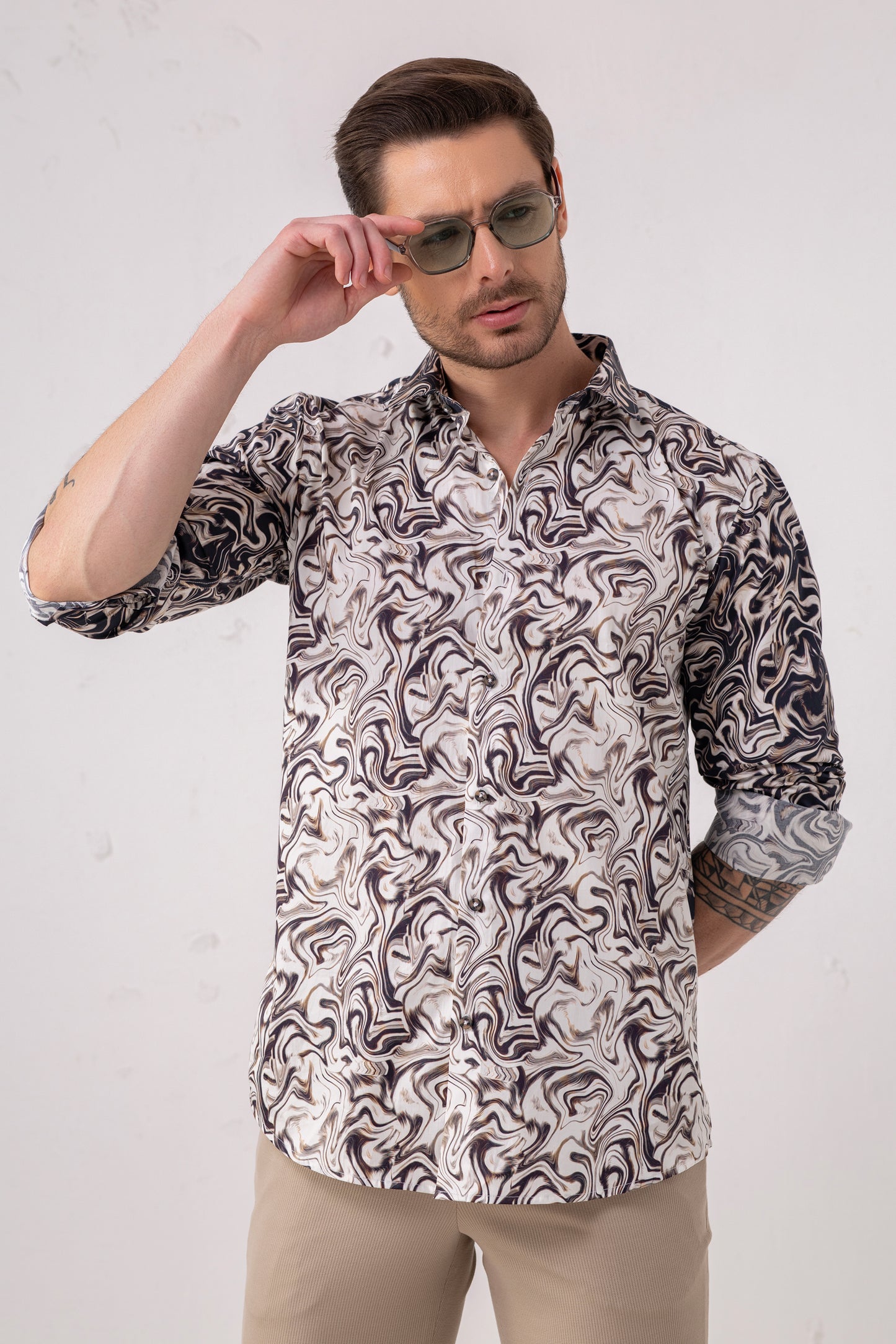 Marble Sophistication – 100% Cotton Abstract Artistry Shirt. Vyne by Urban Thing.
