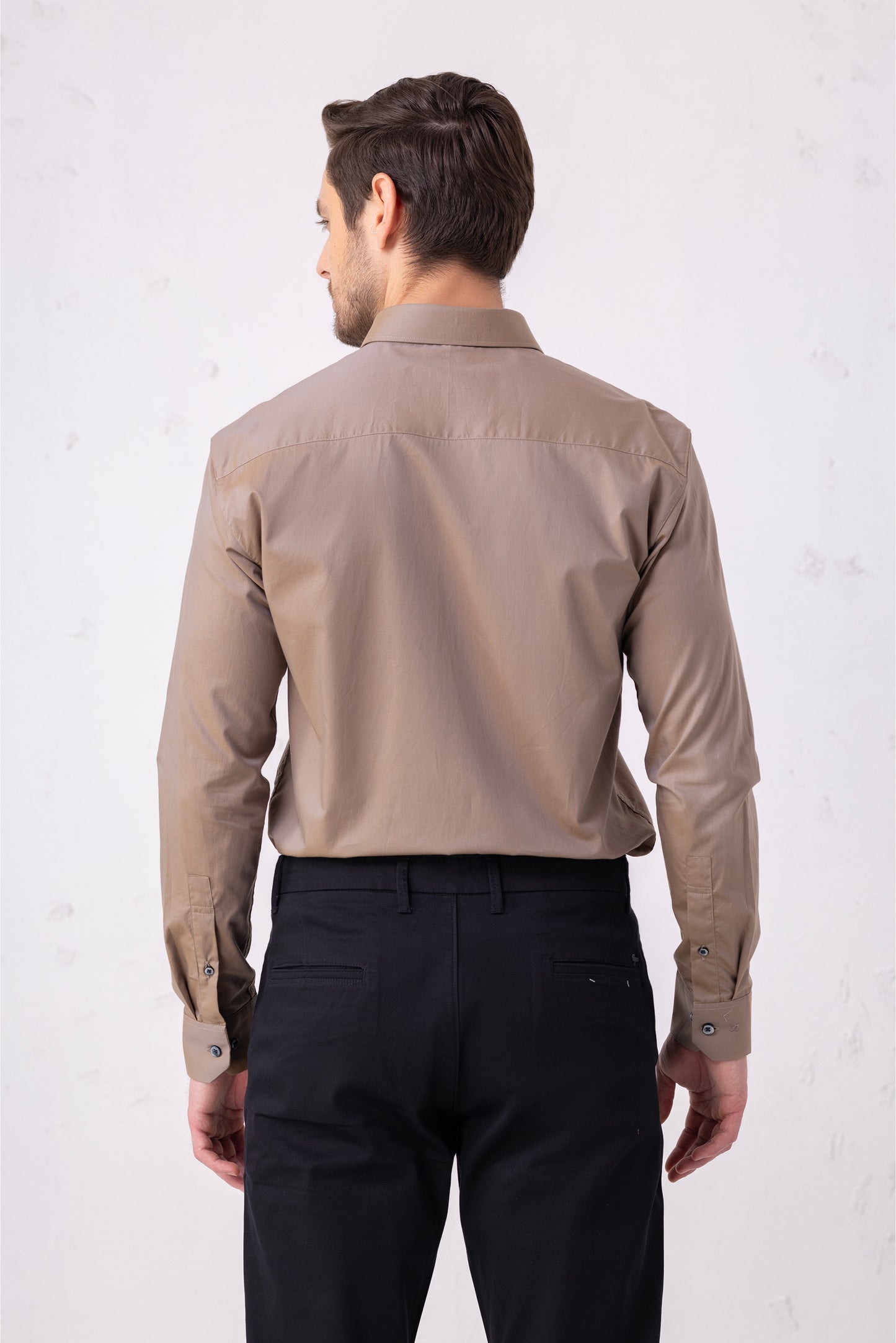 Taupe Sophistication – 100% Cotton Flat Weave Shirt.  BE SHARP by Urban Thing