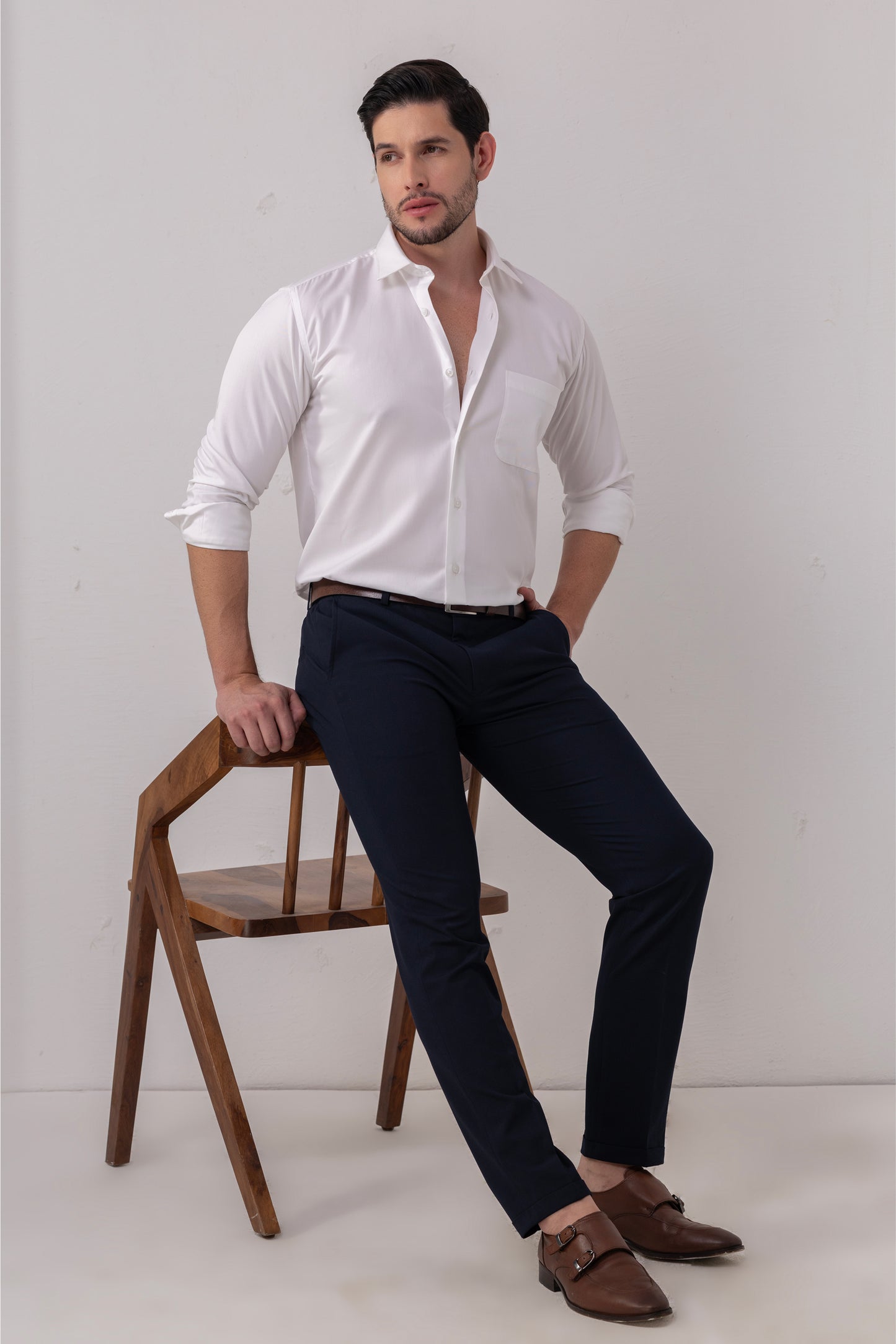 White Premium Blend Giza Cotton Formal Shirt. BE SHARP by Urban Thing.