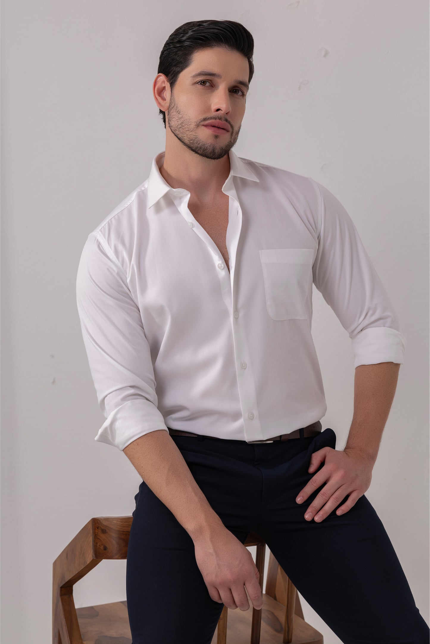 White Premium Blend Giza Cotton Formal Shirt. BE SHARP by Urban Thing.