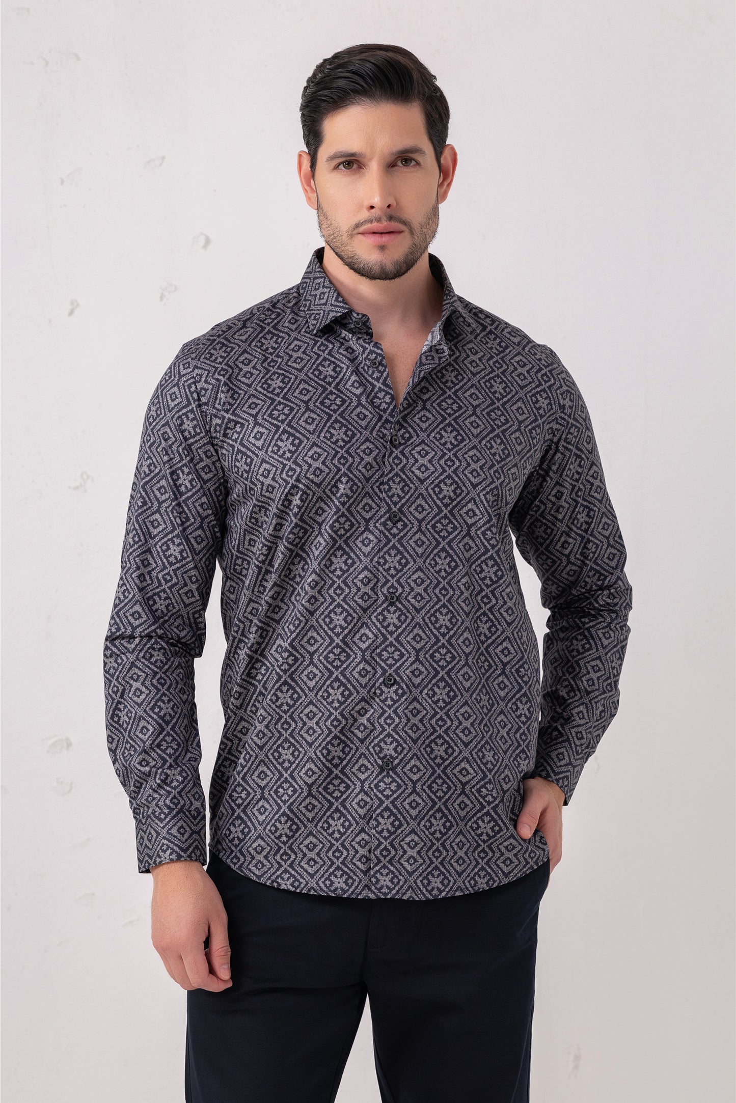 Maze Mastery: Geometric Labyrinth Cotton Shirt. Vyne by Urban Thing.