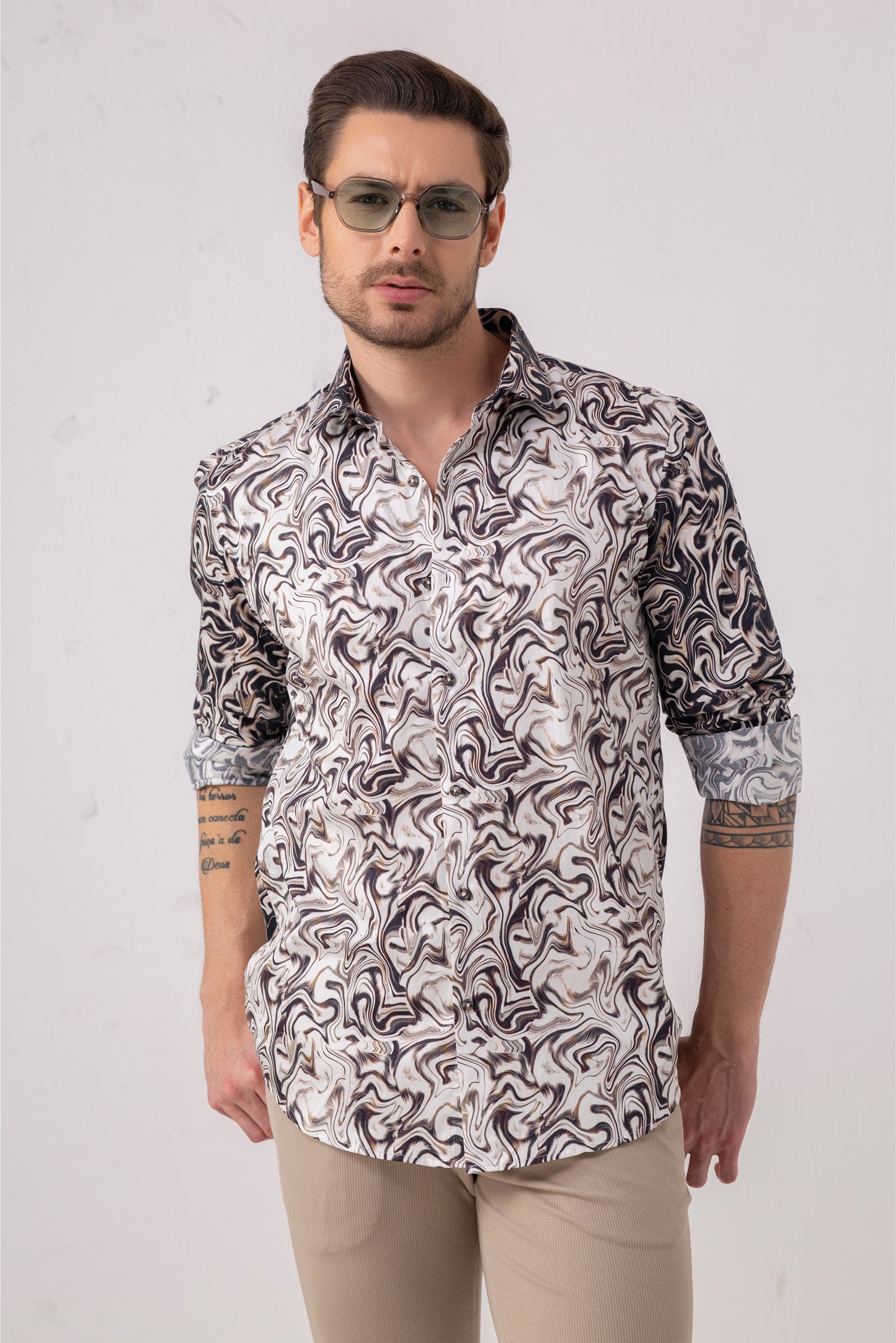 Marble Sophistication – 100% Cotton Abstract Artistry Shirt. Vyne by Urban Thing.