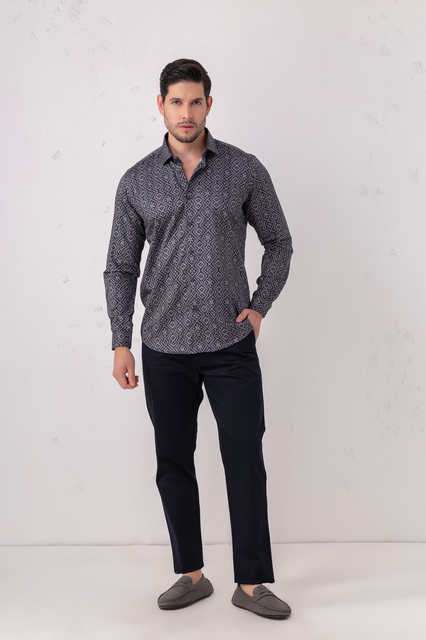 Maze Mastery: Geometric Labyrinth Cotton Shirt. Vyne by Urban Thing.