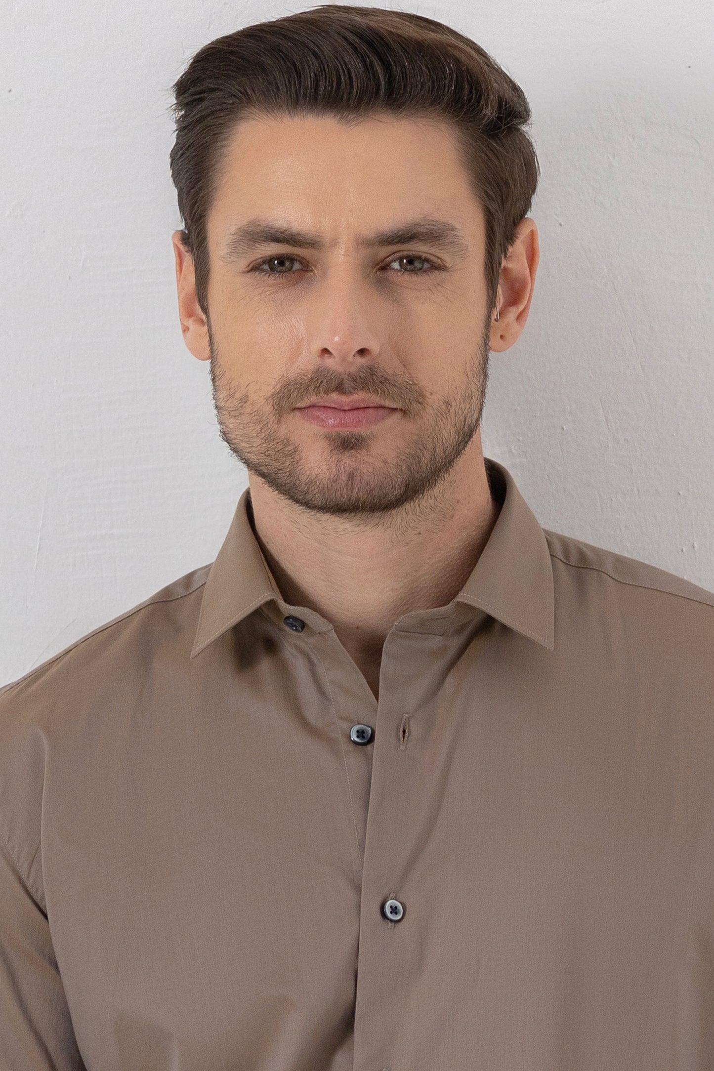 Taupe Sophistication – 100% Cotton Flat Weave Shirt.  BE SHARP by Urban Thing