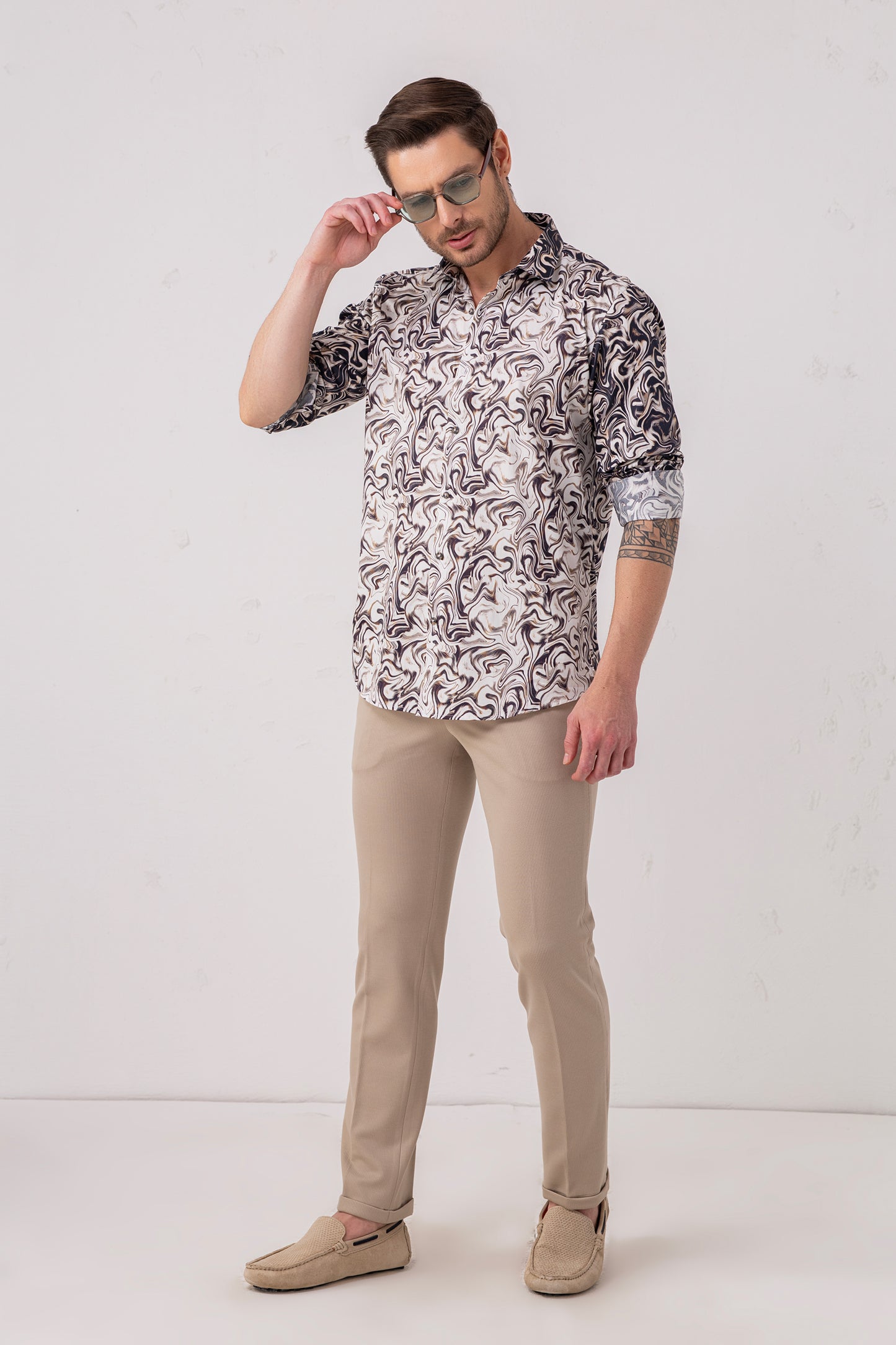 Marble Sophistication – 100% Cotton Abstract Artistry Shirt. Vyne by Urban Thing.