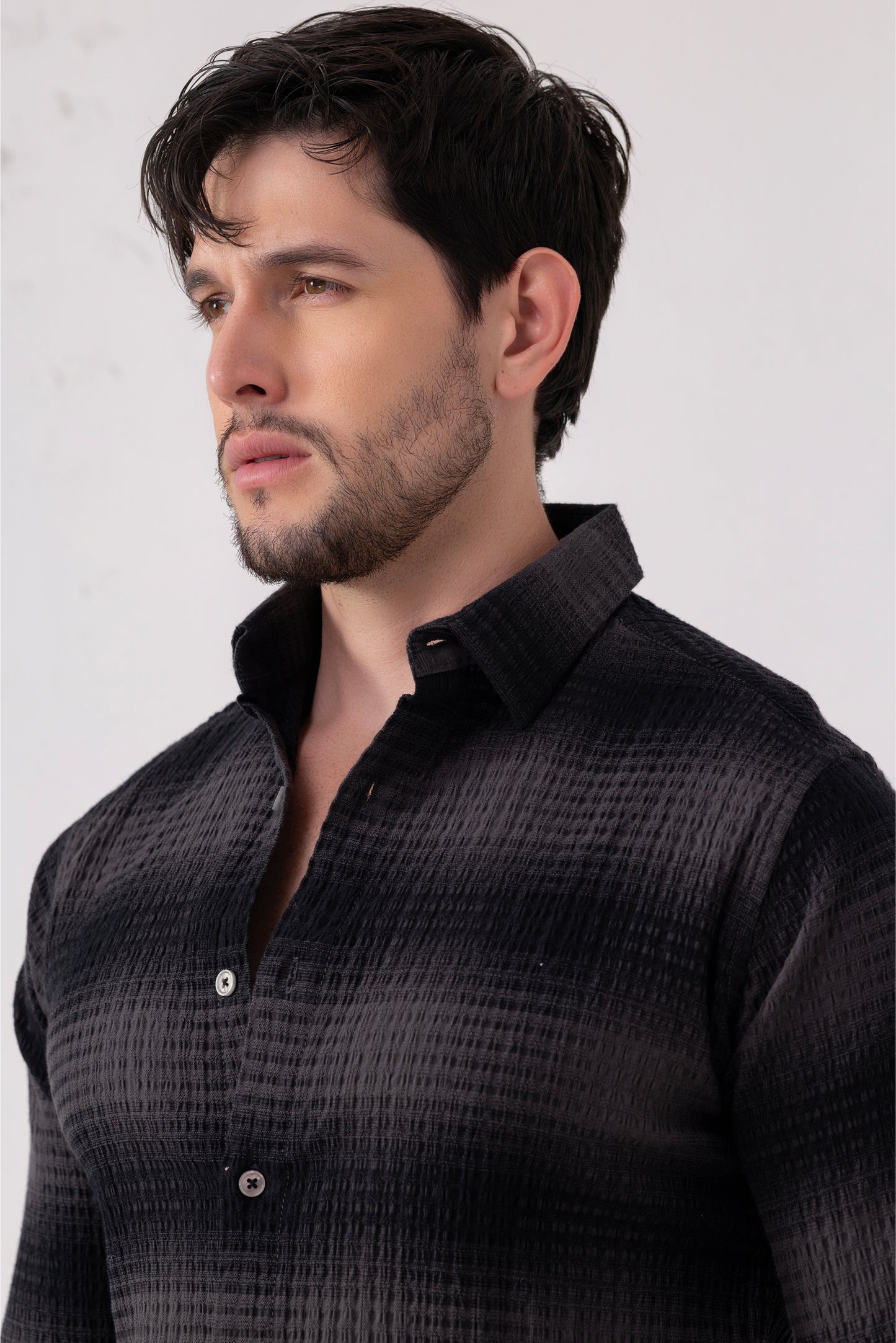 Black Waffle Checks Cotton Blend Casual Shirt – Modern Fit