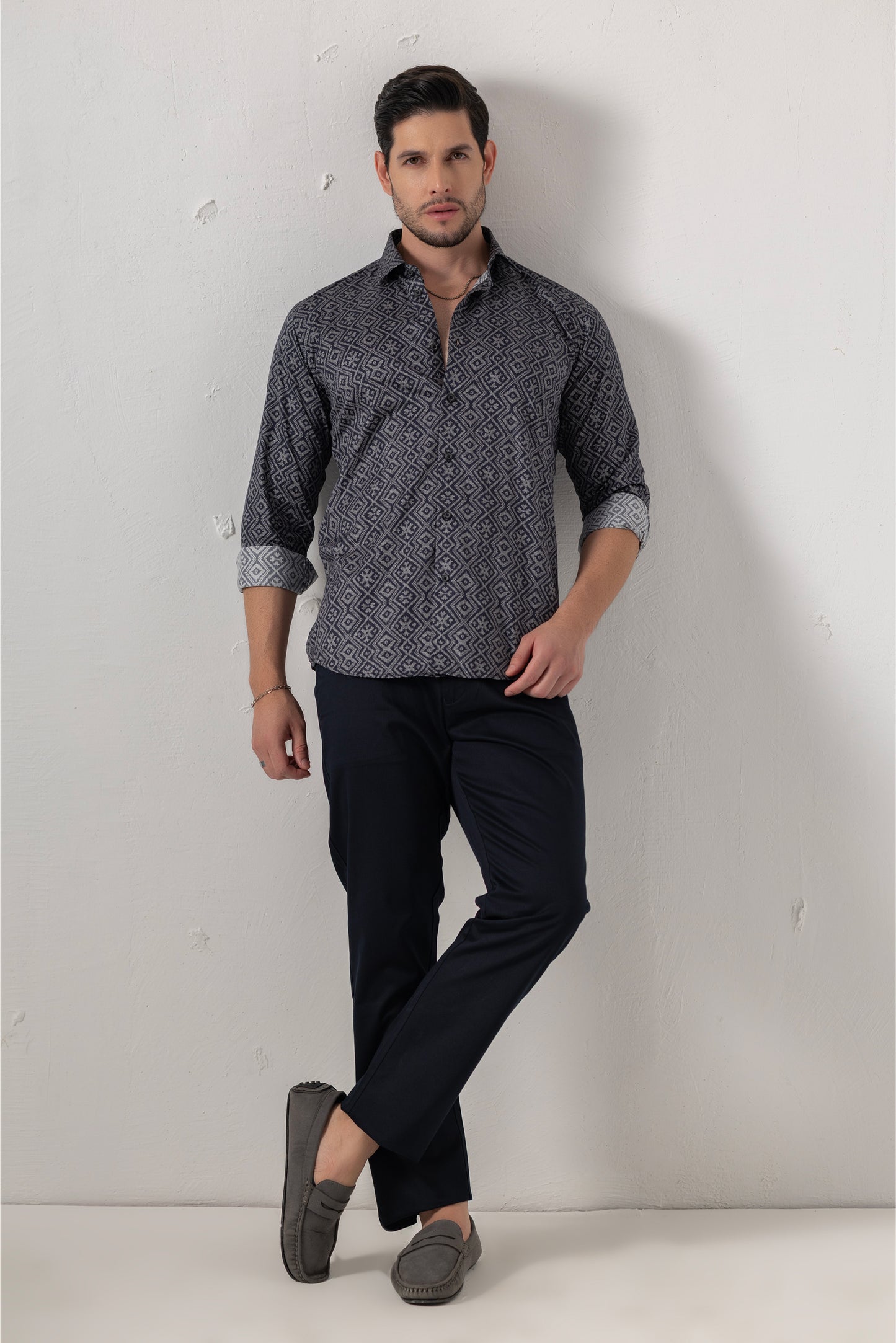 Maze Mastery: Geometric Labyrinth Cotton Shirt. Vyne by Urban Thing.