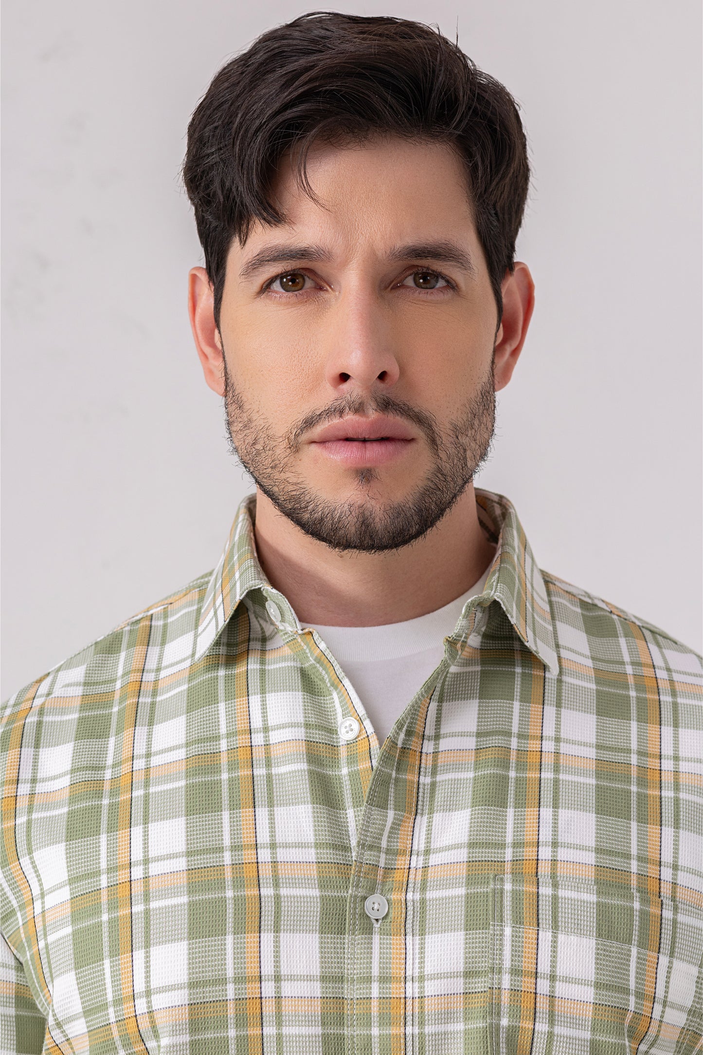 Green & Yellow Checks Casual Shirt 100% Cotton