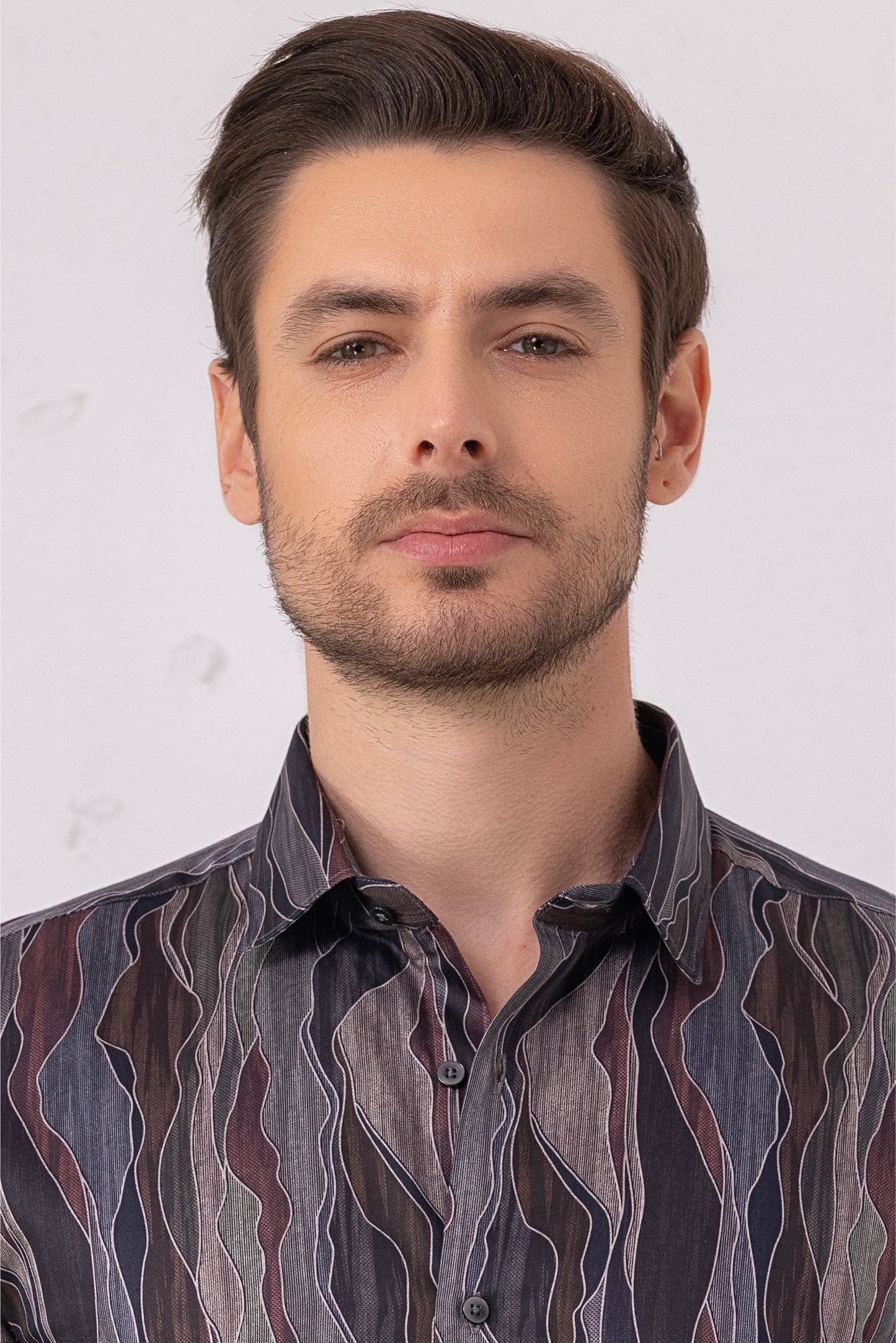 Abstract Artistry: 100% Cotton Wave Print Mastery Shirt. Vyne by Urban Thing.