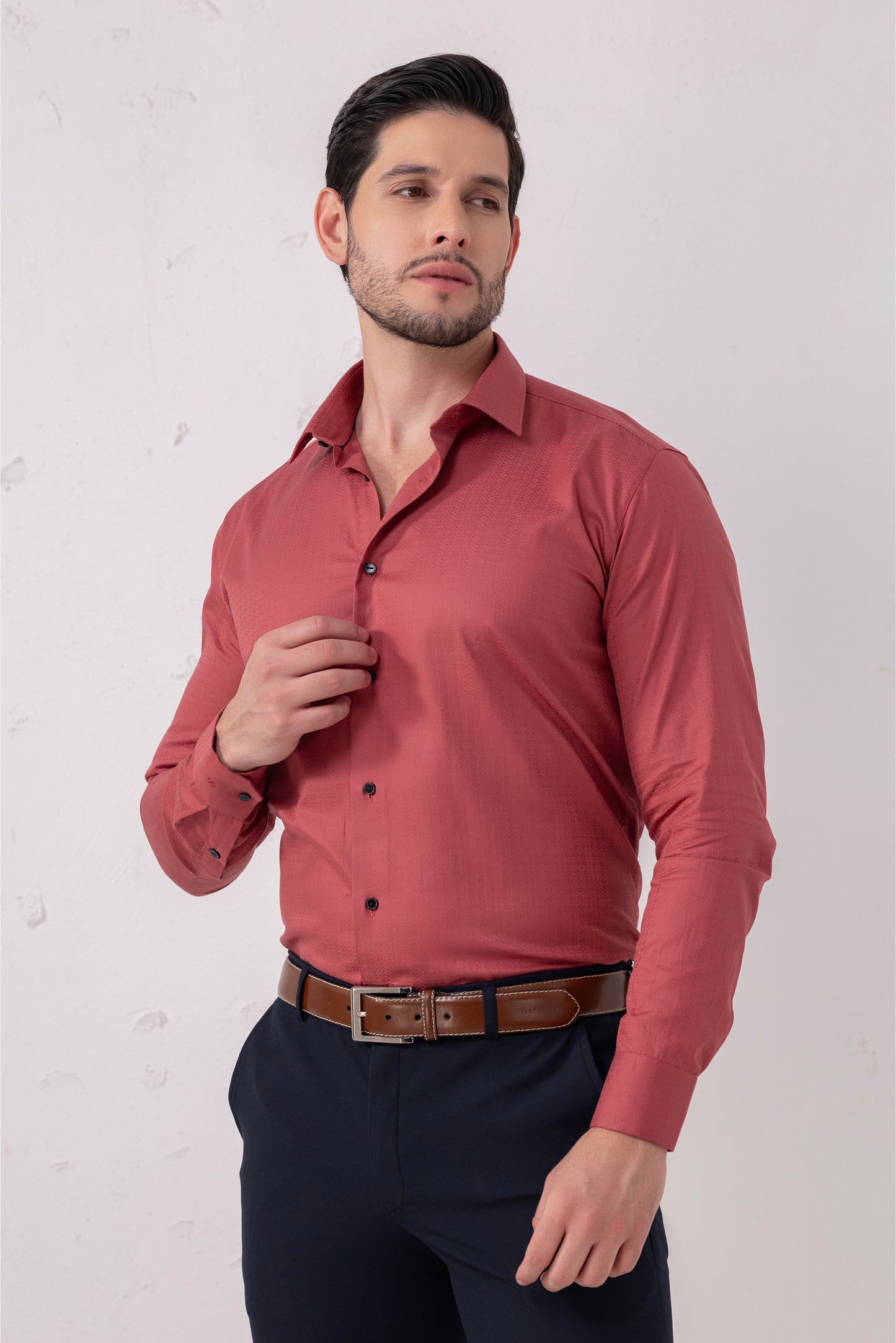 Rust Red Giza Cotton Formal Shirt. BE SHARP by Urban Thing.