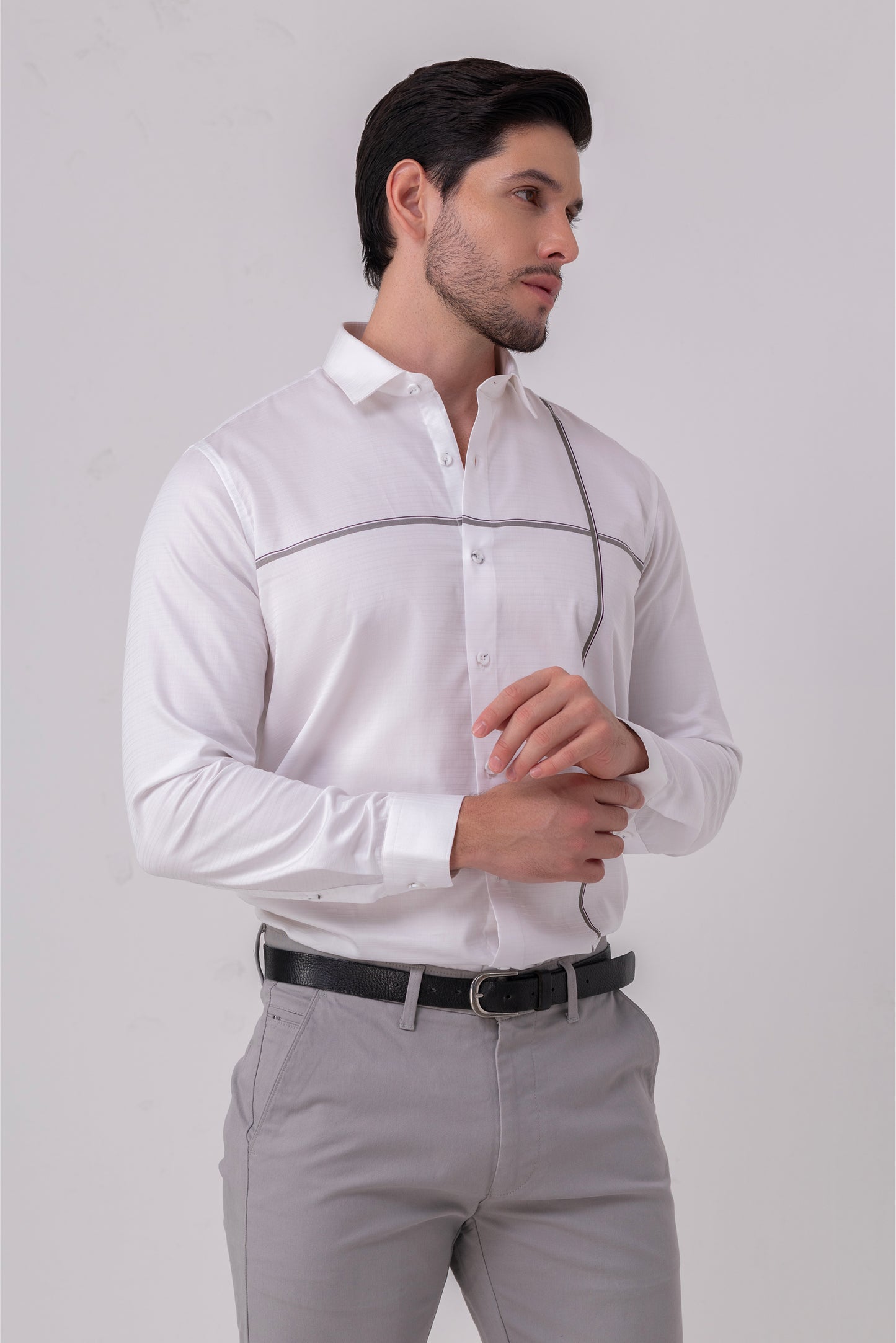 Piped Innovation White Shirt – Flat Weave Cotton. Vyne by Urban Thing.