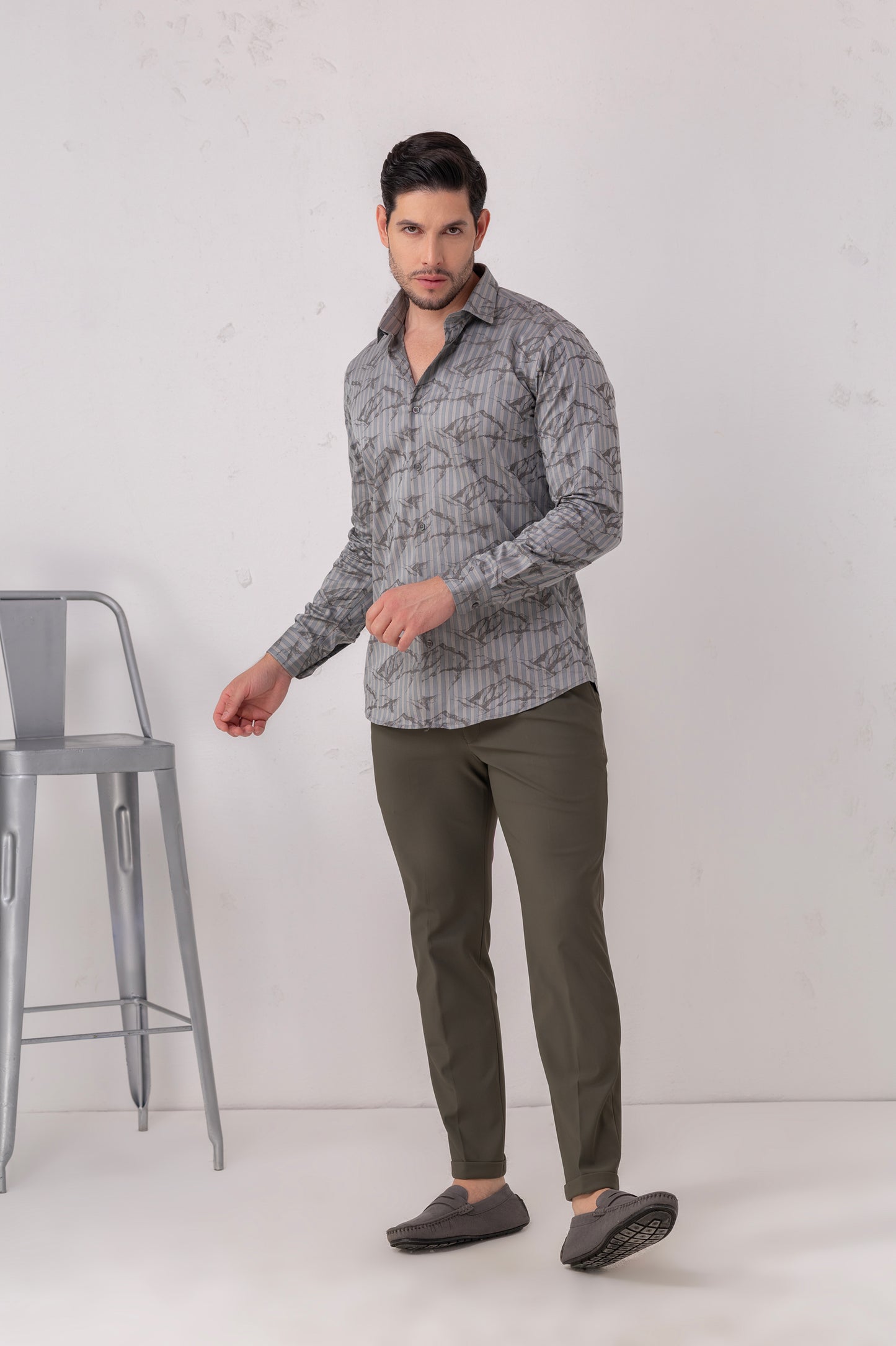 Geometric Mastery Grey Flat Weave Shirt. Vyne by Urban Thing.