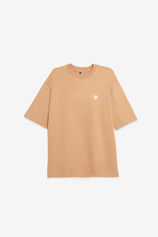 Beige Basic Oversized Cotton Tee