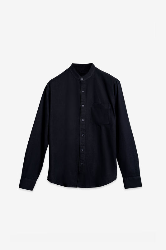 Black Mandarin Collar Shirt – 100% Cotton