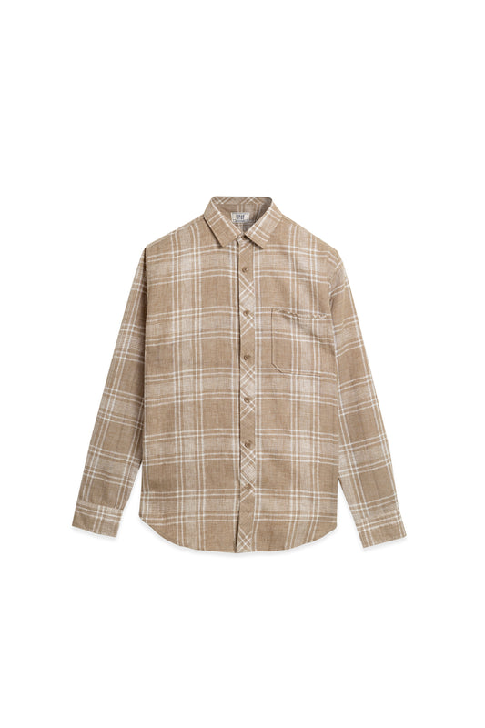 Cotton Blend Brown Check Heritage Shirt