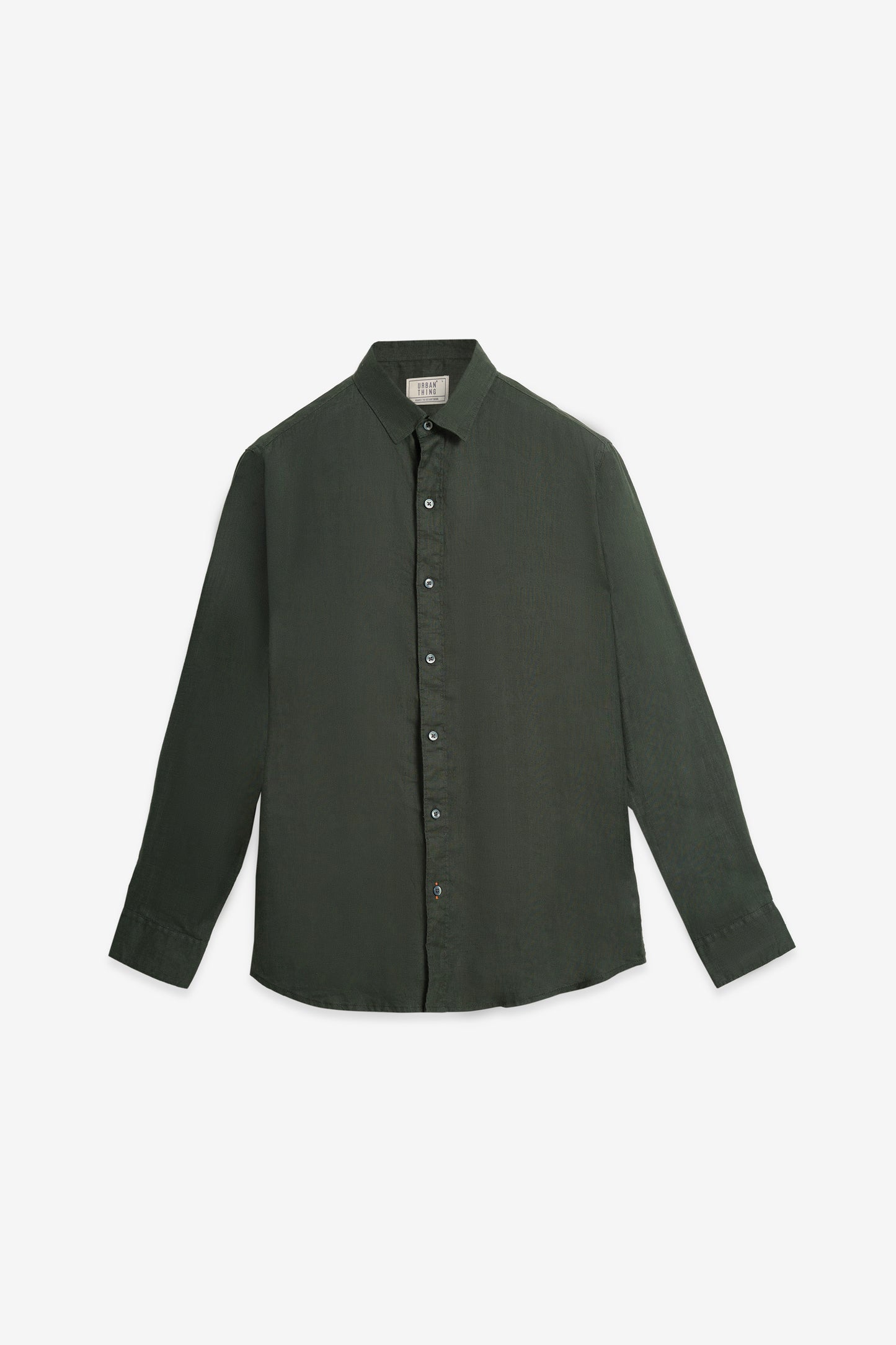 Pure Linen Shirt – Dark Green