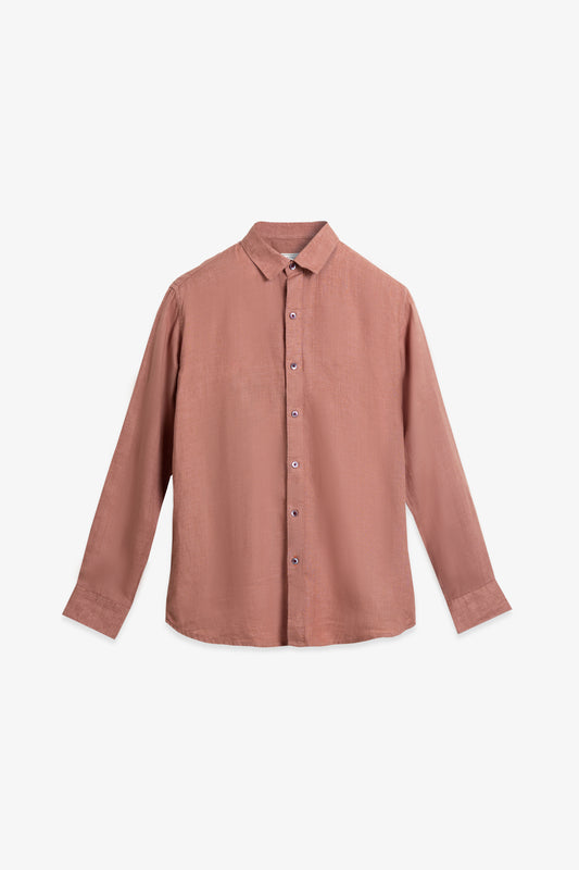 Terracotta Pure Linen Full Sleeve Shirt