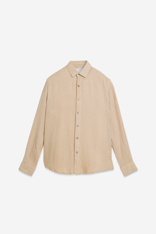 Double Cloth Beige Shirt – 100% Cotton