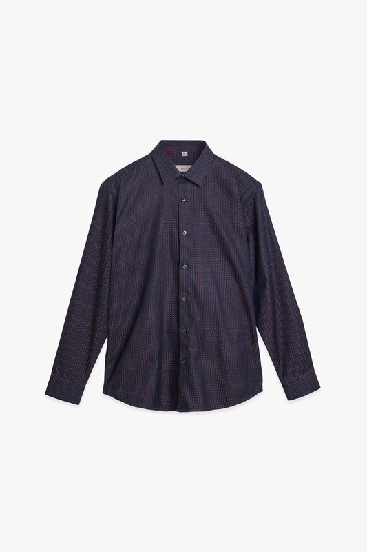 Dotted Excellence – Navy - Maroon Jacquard Dot Pattern Cotton Shirt.  BE SHARP by Urban Thing