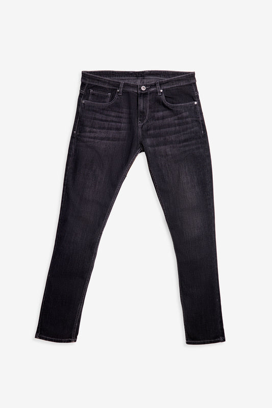 Midnight Edge: Washed Black Slim Fit Denim Jeans