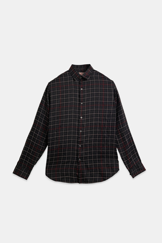 Black & Maroon Grid Shirt