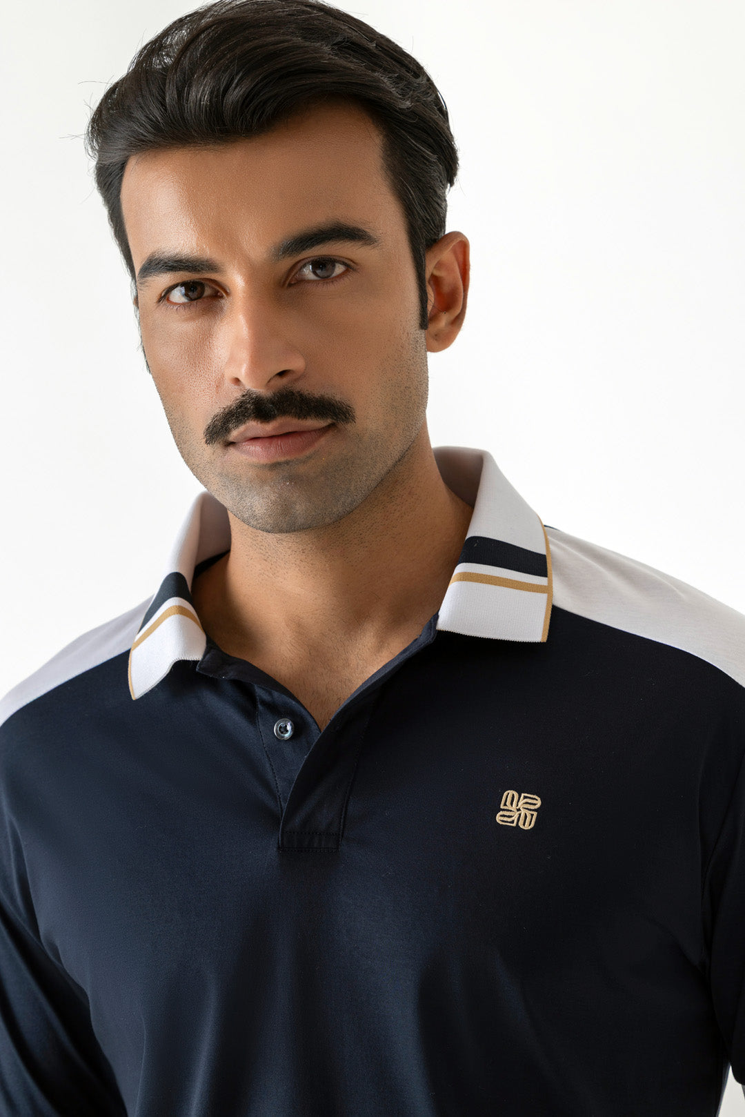 Colour Block Navy Colour Polo T-Shirt