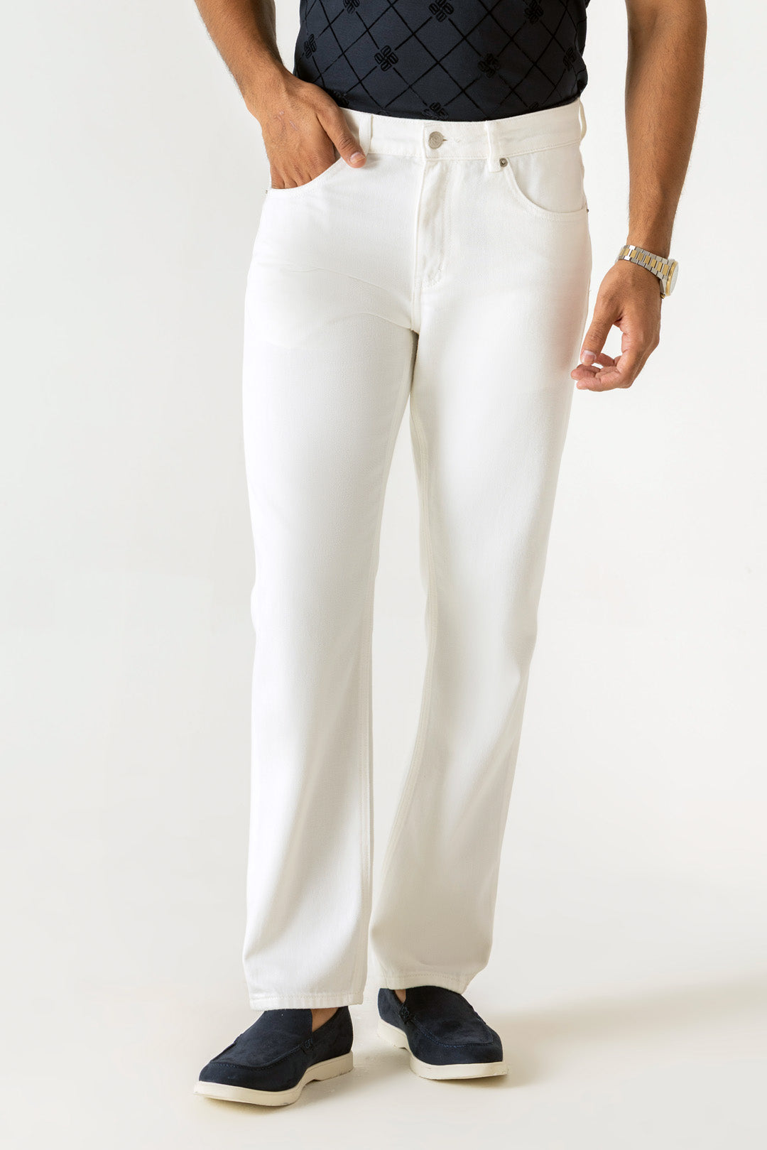 Slim Straight White Colour Regular Jeans