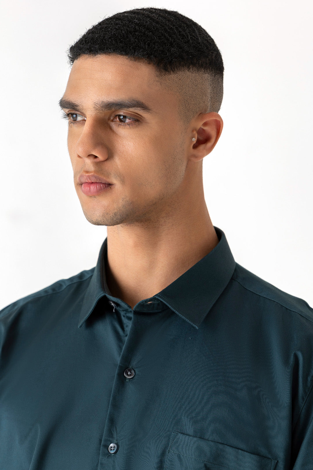 Bottle Green Colour Regular Collar Satin Finish Full Sleeve Shirt