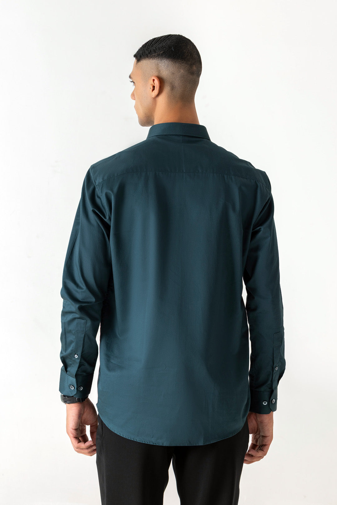Bottle Green Colour Regular Collar Satin Finish Full Sleeve Shirt
