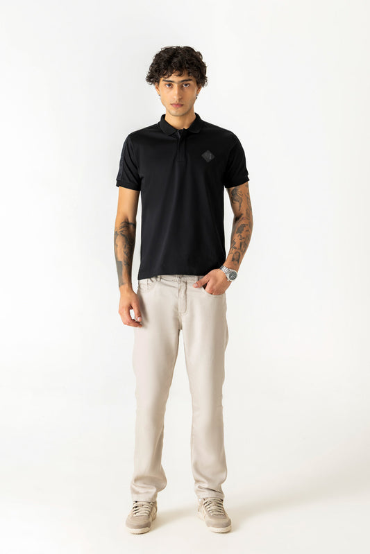 Gel Logo Print Black Colour Polo T-Shirt