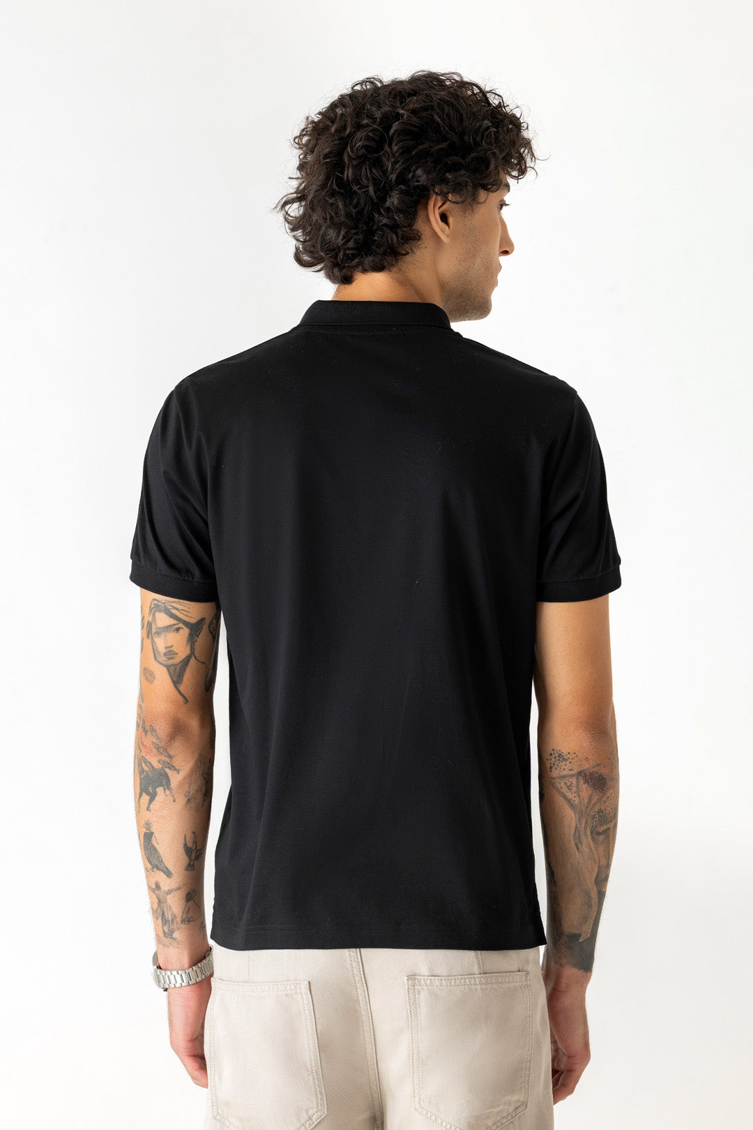 Gel Logo Print Black Colour Polo T-Shirt