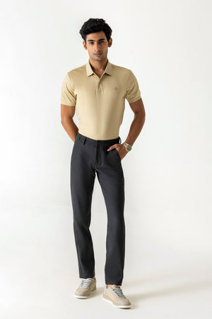 Comfort Expand Waist Slim Straight Dark Grey Colour Trousers