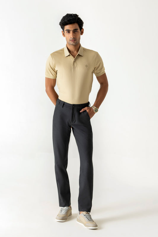 Comfort Expand Waist Slim Straight Dark Grey Colour Trousers