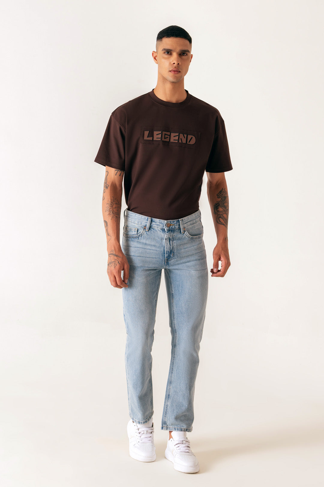 Loose Ankle Sky Tint Colour Regular Five Pocket Jeans