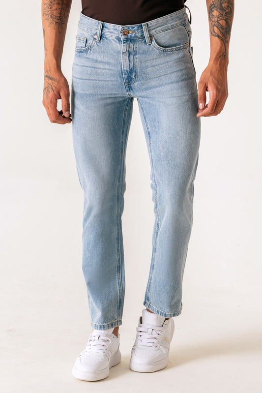 Loose Ankle Sky Tint Colour Regular Five Pocket Jeans