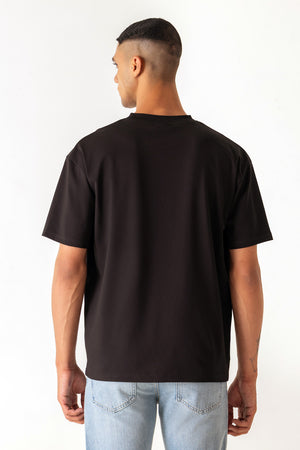 Star Print Black Colour Crew Neck Oversized T-Shirt