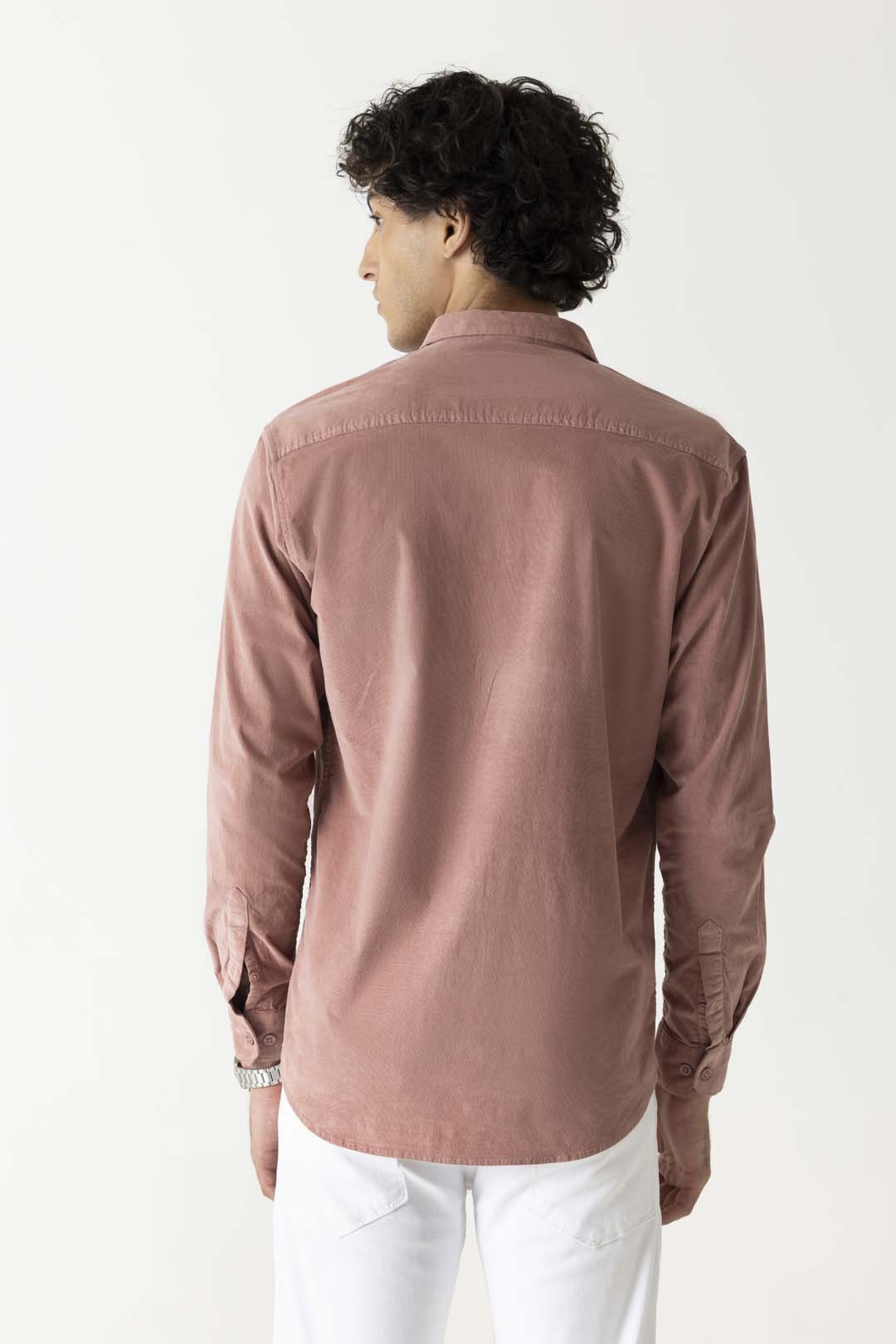 Dusty Pink Colour Corduroy Regular Fit Full Sleeve Shirt