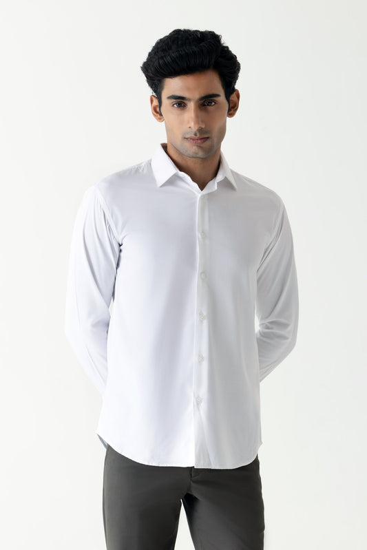 Wrinkle Resistant White Colour Regular Slim Fit Full Sleeve Shirt