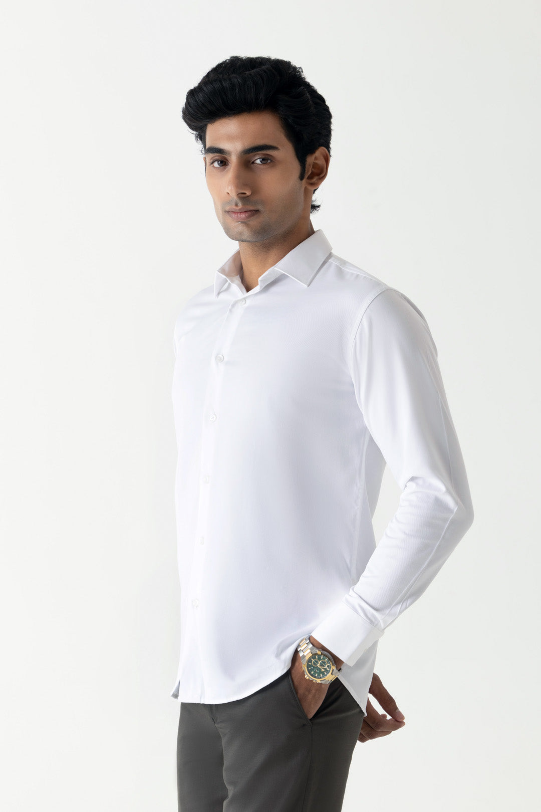 Wrinkle Resistant White Colour Regular Slim Fit Full Sleeve Shirt