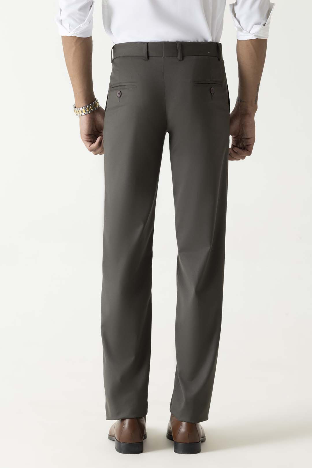 Flat Front Comfort Regular Dark Grey Colour Formal Trouser